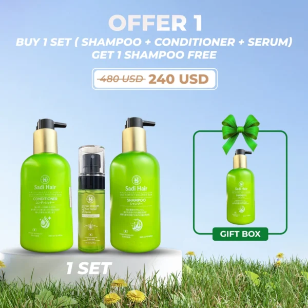 Combo 1 SADI HAIR hair care - Shampoo, Conditioner, Spray
