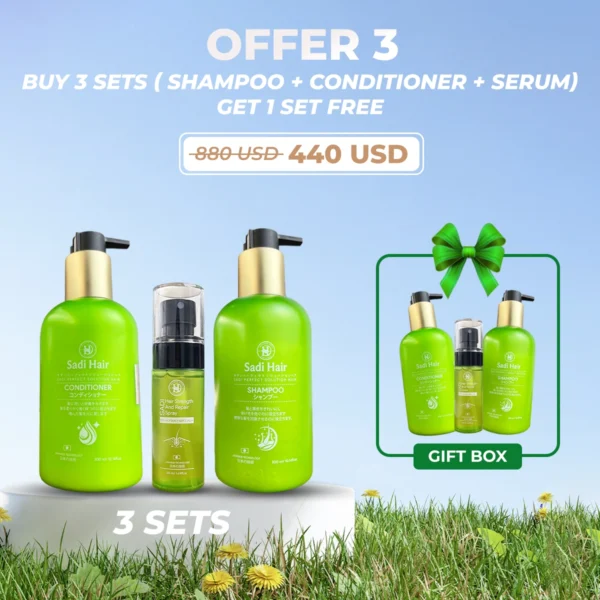 Combo 3 SADI HAIR hair care - Shampoo, Conditioner, Spray
